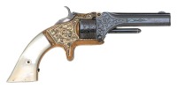 Very Fine Engraved Smith & Wesson No. 1 Second Issue Revolver Attributed to F.W. Martin with Stand of Flags Gutta Percha Case - 2