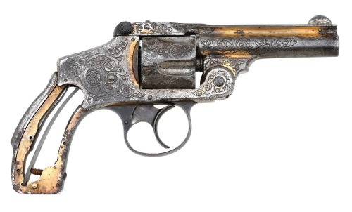 Factory Engraved & Gold-Washed Smith & Wesson 38 Safety Hammerless Revolver