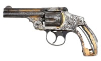 Factory Engraved & Gold-Washed Smith & Wesson 38 Safety Hammerless Revolver - 2