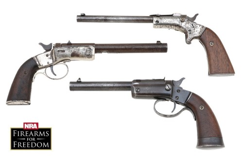 Lot of Three Guns, Stevens Diamond No. 43 Pocket Pistol, Stevens New Model No.40 Pocket Rifle, and Stevens No. 35 Offhand Single Shot Pistol