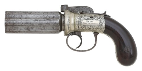 Pec Box Gun British Improved Revolving Percussion Pepperbox Pistol by Edge
