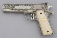 Engraved Colt Gold Cup National Match Semi-Auto Pistol