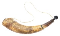 Carved Map Powder Horn