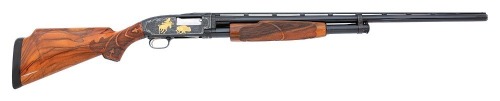 Exceptional Angelo Bee Engraved & Gold Inlaid Native American Plains Scene Winchester Model 12 Trap Slide Action Shotgun