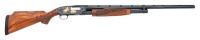 Exceptional Angelo Bee Engraved & Gold Inlaid Native American Plains Scene Winchester Model 12 Trap Slide Action Shotgun