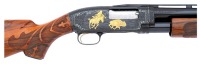 Exceptional Angelo Bee Engraved & Gold Inlaid Native American Plains Scene Winchester Model 12 Trap Slide Action Shotgun - 3