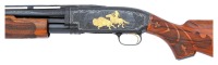 Exceptional Angelo Bee Engraved & Gold Inlaid Native American Plains Scene Winchester Model 12 Trap Slide Action Shotgun - 4