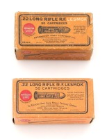 Pair of Collectible Remington 22 Long Rifle Lesmok Cartridge Boxes
