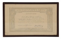WWI U.S. Army Citation to Captain Edward J. Connelly Signed By General John J. Pershing
