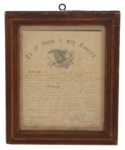 Civil War Discharge Certificate to John C.M. Drouin