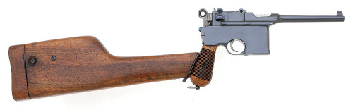 German Mauser C96 Large Ring Flat Side Semi-Auto Pistol with Vl&D Retailer Markings & Stock