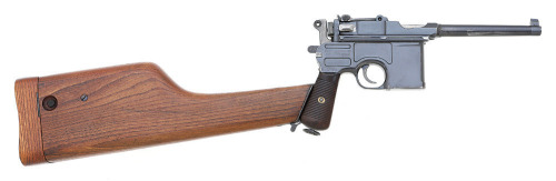 Scarce German Mauser C96 Post-War Hash-Mark Long Barrel Bolo Pistol with Original Stock