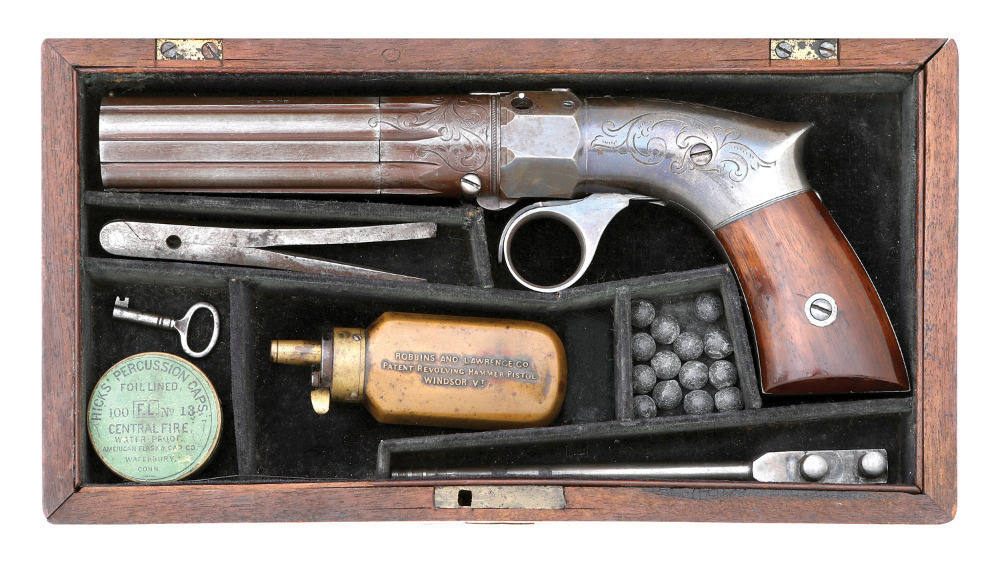 Fine Cased Robbins & Lawrence Large Frame Percussion Pepperbox