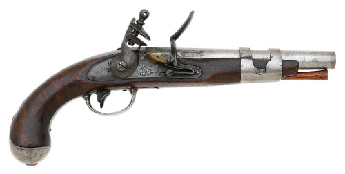 Fine U.S. Model 1813 Flintlock Army Pistol By Simeon North with Extended Stock