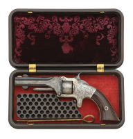 Rare Smith & Wesson Factory Engraved No. 1 First Issue Fourth Type Revolver with Gutta Percha Case