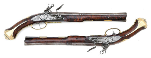 Fine Pair Of Spanish Flintlock Holster Pistols By Vaxarias