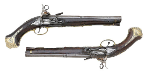 Pair Of Spanish Flintlock Miquelet Pistols By Esteva