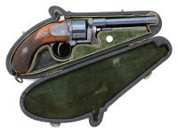 Very Fine Devisme Model 1858/59 Single Action Cartridge Revolver with Extremely Rare Large Pipe Case