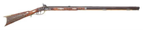 Fine Pennsylvania Halfstock Percussion Rifle with Lovely Stock Inlays