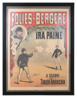 Wonderful Framed Folies Bergere Advertising Poster Featuring Ira Paine