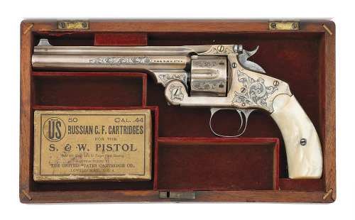 Lovely Oscar Young Engraved & Gold-Washed Smith & Wesson New Model No. 3 Revolver