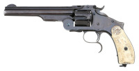 Attractive Smith & Wesson No. 3 Third Model Russian Revolver with Lovely American Scene Scrimshawed Ivory Grips