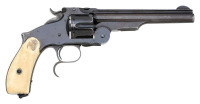 Attractive Smith & Wesson No. 3 Third Model Russian Revolver with Lovely American Scene Scrimshawed Ivory Grips - 2