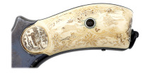 Attractive Smith & Wesson No. 3 Third Model Russian Revolver with Lovely American Scene Scrimshawed Ivory Grips - 3