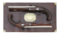 Attractive Cased Pair Of British Silver-Mounted Flintlock Pistols By Ketland - 2