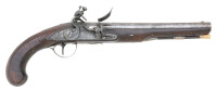 Attractive British Silver-Mounted Flintlock Officers Pistol By T. Richards