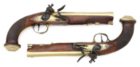 Attractive Unmarked Pair Of Brass Barreled Flintlock Pistols
