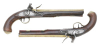 Pair Of British Brass-Barreled Flintlock Officer's Pistols By S. & I. Dutton