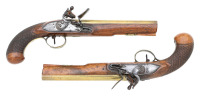 Pair Of Pennsylvania Brass-Barreled Flintlock Pistols By J. Henry & Son