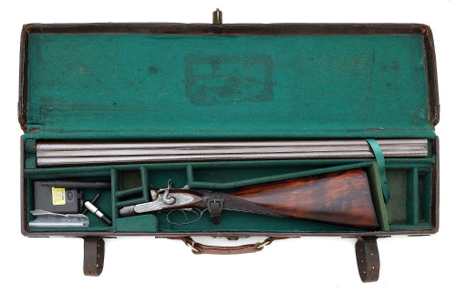 Cased British Double Hammergun By J. J. Langley