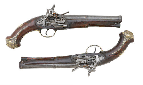 Pair Of Spanish Flintlock Miquelet Pistols By Molas