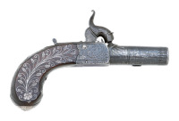 British Percussion Pocket Pistol with Fine Silver Inlays
