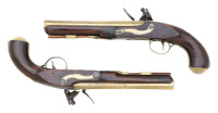 Unmarked Pair of Brass-Barreled Flintlock Pistols - 2