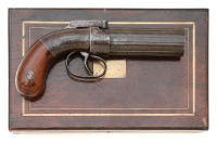 Cased Allen & Thurber Bar Hammer Percussion Pepperbox Pistol