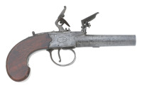 English Center Hammer Flintlock Screw Barrel Muff Pistol by Twigg of London